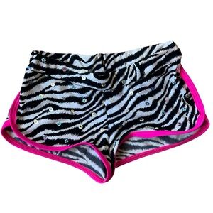 Balera Dancewear Zebra Sequined Shorts with Pink Trim Child M